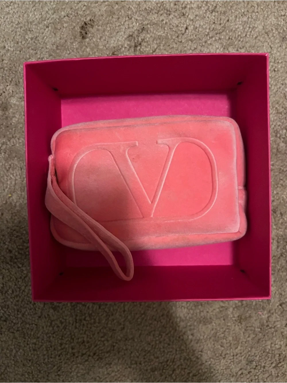Valentino Pink Velvet Logo Wrist Pouch